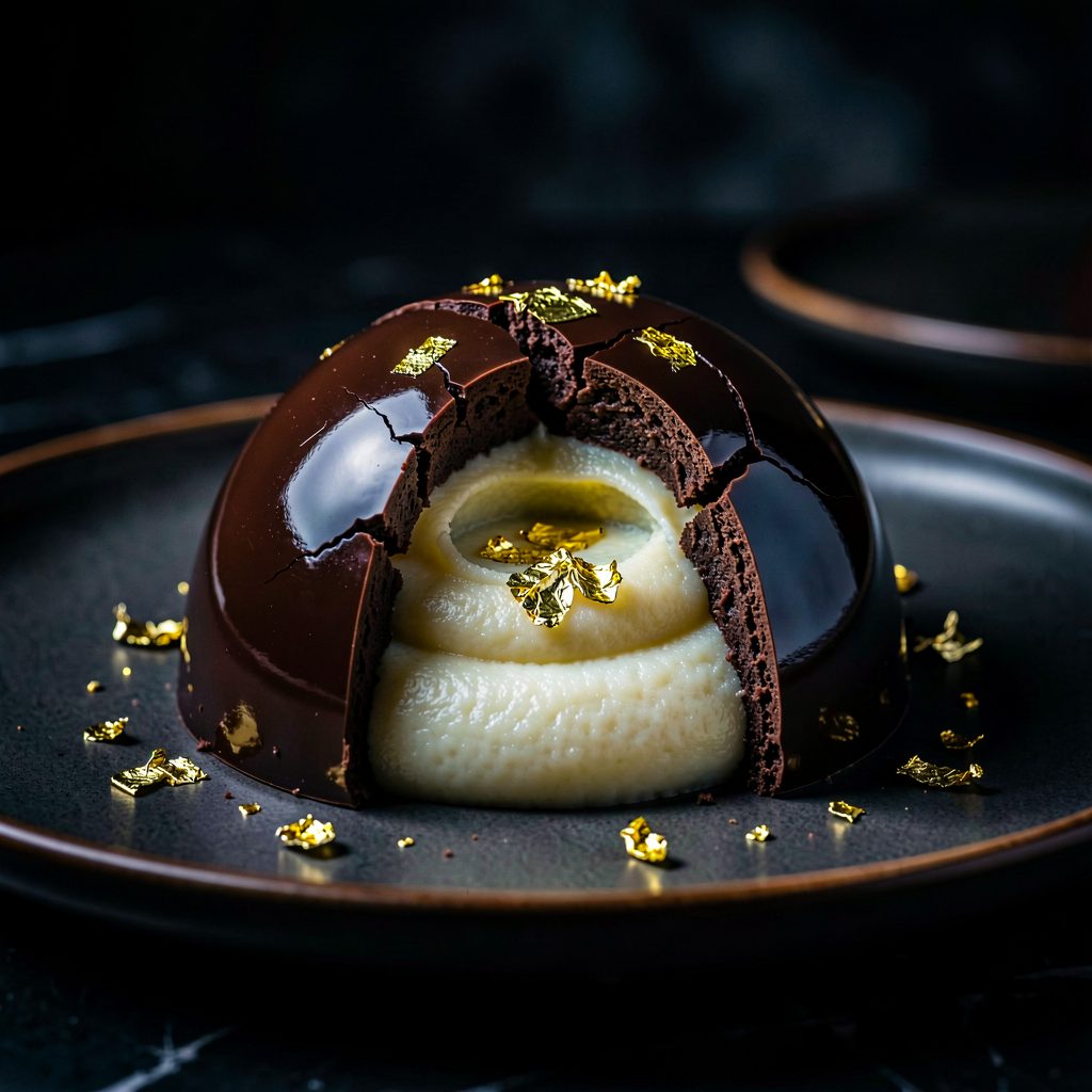 Le Dôme de Chocolat Noir au Cœur de Purée Truffée