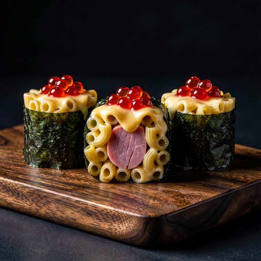 Maki de Coquillettes au Jambon et Fromage, Algue Nori